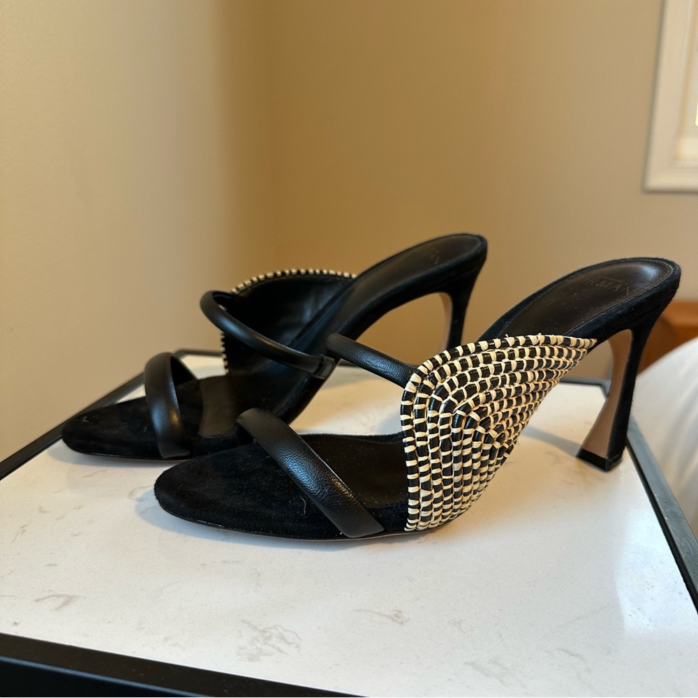 Alexandre Birman Marjorie 85 Genuine Leather & Straw Sandal - Picture 2 of 5